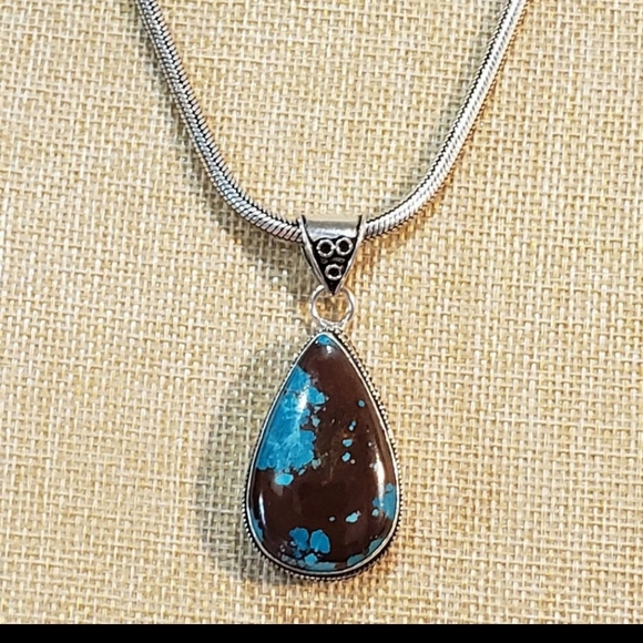 Turquoise gemstone, 925 silver necklace - Picture 2 of 13